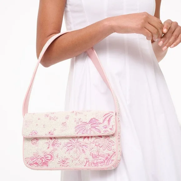 Staud TOMMY BEADED BAG IVORY CHERRY BLOSSOM TOILE - Picture 9 of 11